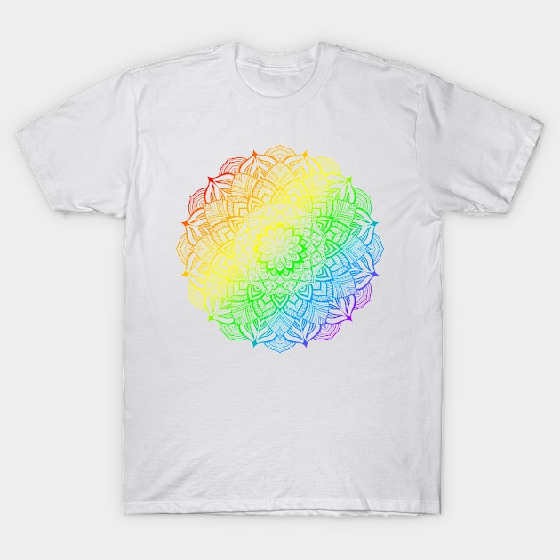 Rainbow Gay Pride Striped Mandala T-Shirt by JustGottaDraw